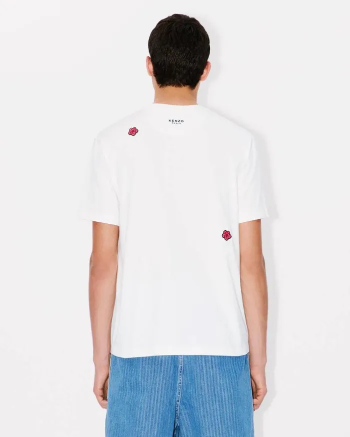Men 039Boke Flower039 Embroidered Tshirt In Cotton Off White Kenzo Tshirts And Polos