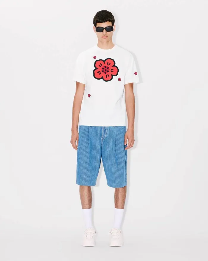 Men 039Boke Flower039 Embroidered Tshirt In Cotton Off White Kenzo Tshirts And Polos