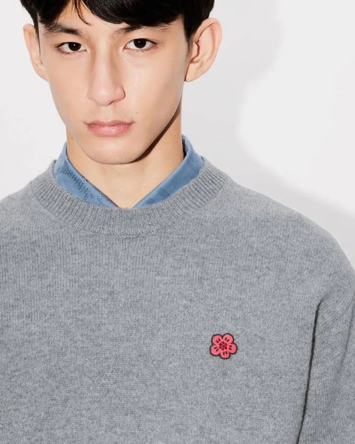 Men 039Boke Flower039 Embroidered Wool Jumper Misty Grey Kenzo Sweaters And Cardigans