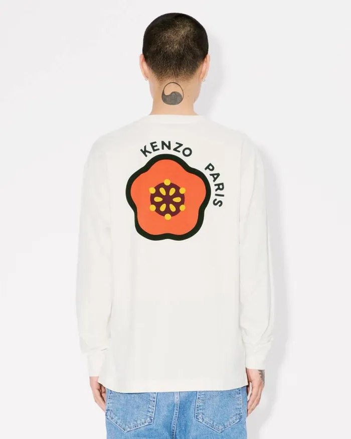 Men 039KENZO Pop039 Long Sleeve Sweatshirt In Cotton Off White Kenzo Tshirts And Polos
