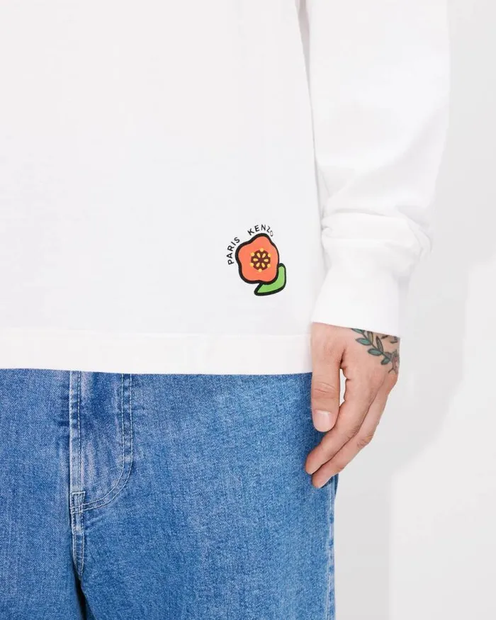 Men 039KENZO Pop039 Long Sleeve Sweatshirt In Cotton Off White Kenzo Tshirts And Polos