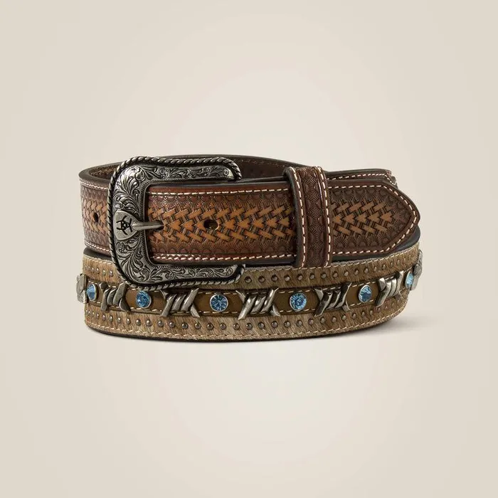 Men Belts Ariat Barbed Wire Belt Brown