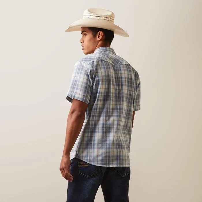 Men Button Down Shirts Ariat Halterman Retro Fit Shirt White Asparagus