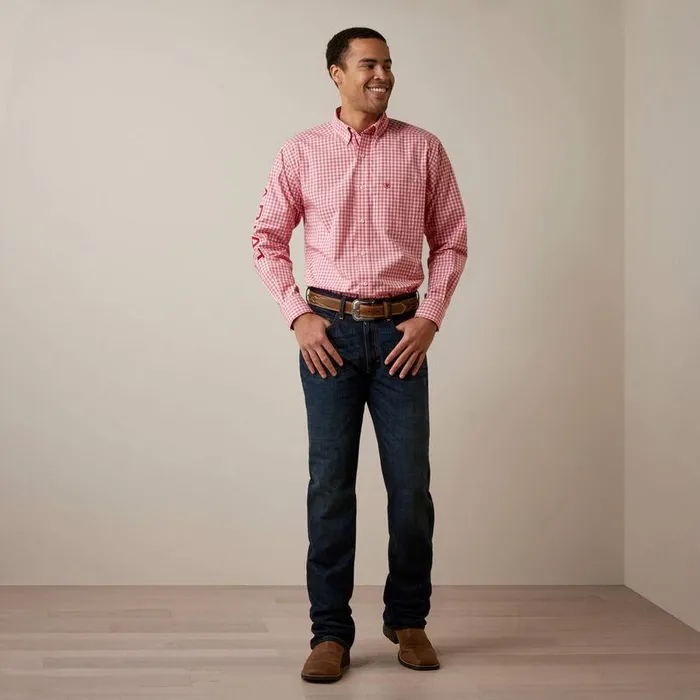 Men Button Down Shirts Ariat Pro Series Team Dustin Classic Fit Shirt Red