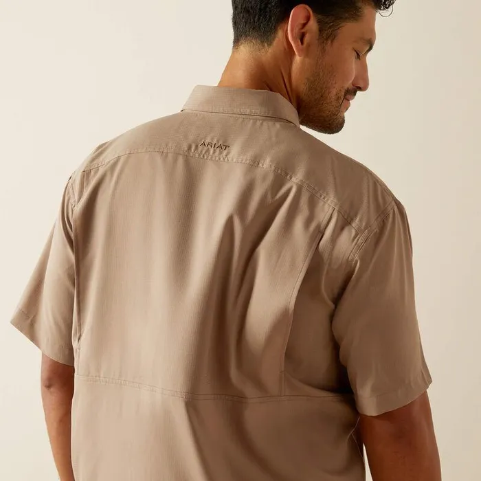 Men Button Down Shirts Ariat VentTEK Classic Fit Shirt Taupe Grey
