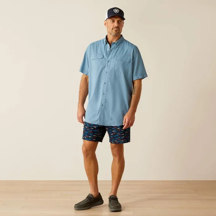 Men Button Down Shirts Ariat VentTEK Outbound Classic Fit Shirt Blue Shadow Men Button Down Shirts Ariat VentTEK Outbound Classic Fit Shirt Blue Shadow
