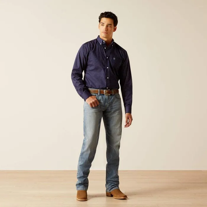 Men Button Down Shirts Ariat Wrinkle Free Wells Fitted Shirt Peacoat Men Button Down Shirts Ariat Wrinkle Free Wells Fitted Shirt Peacoat
