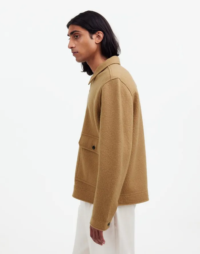 Men Coats Jackets Madewell Boiled Wool ZipFront Jacket Faded Birch