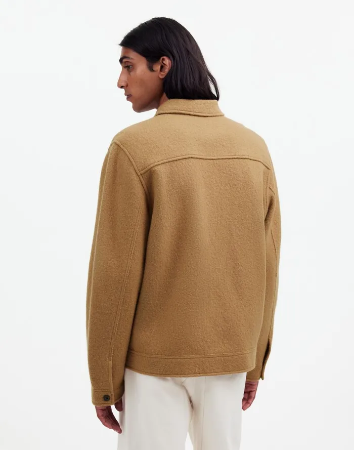 Men Coats Jackets Madewell Boiled Wool ZipFront Jacket Faded Birch