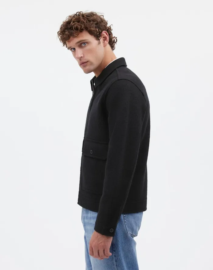 Men Coats Jackets Madewell Boiled Wool ZipFront Jacket True Black