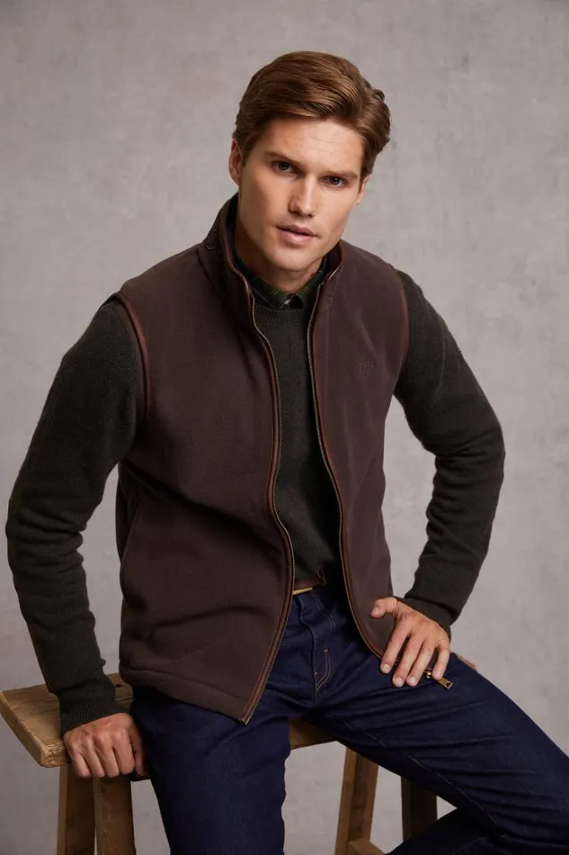 Men Country Fleece Gilet Chocolate Holland Cooper Gilets