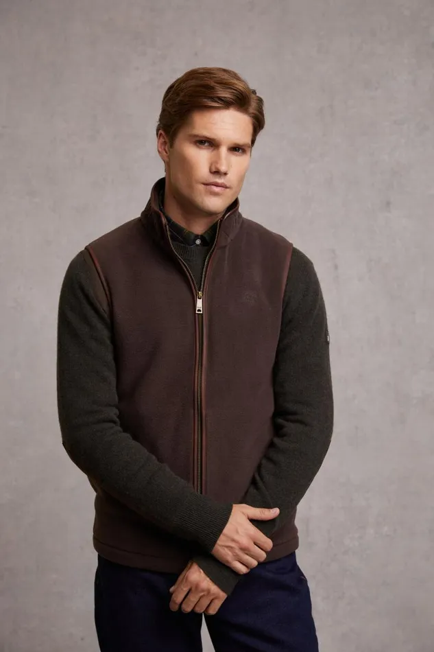 Men Country Fleece Gilet Chocolate Holland Cooper Gilets