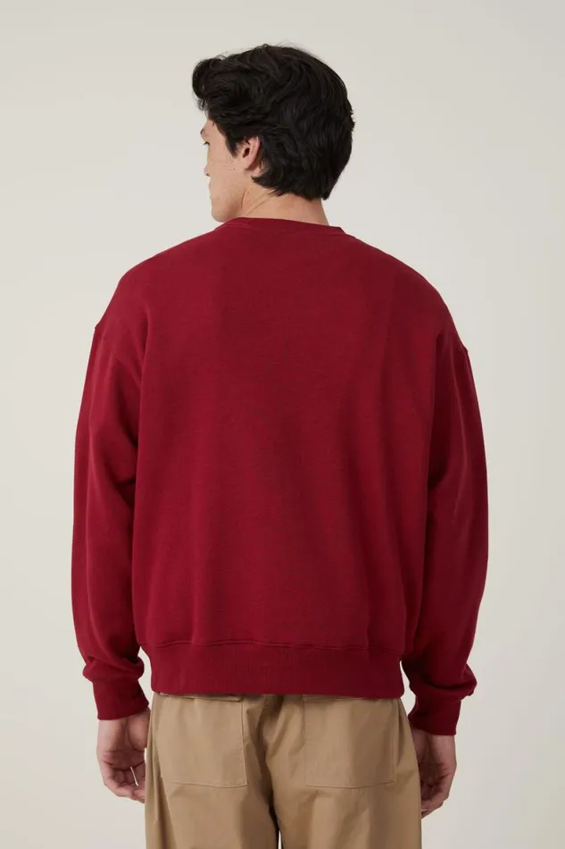 Men Graphic TShirts Cotton On Oversized Graphic Sweater Crimson Landscapes