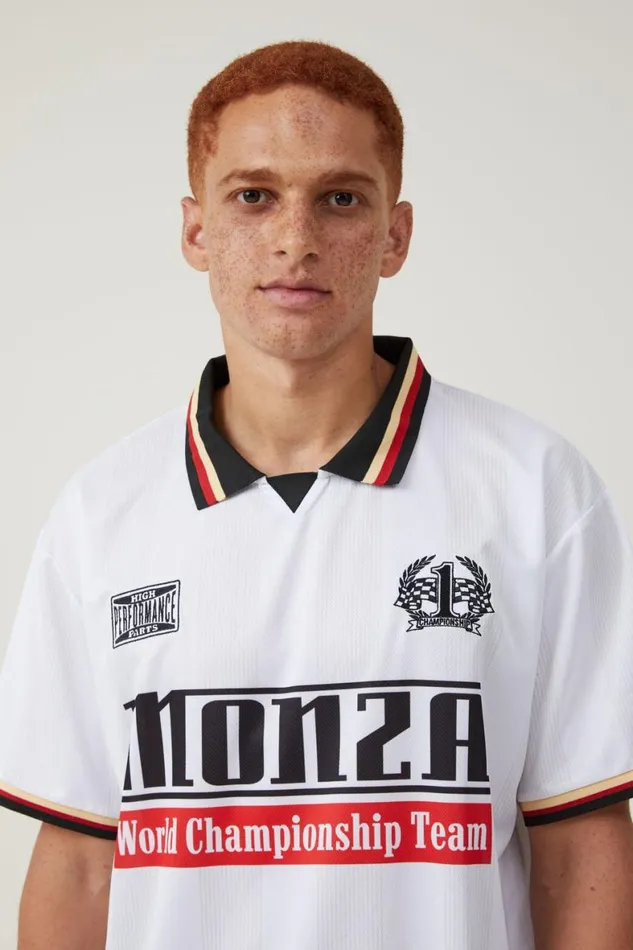 Men Graphic TShirts Cotton On Pit Stop Soccer Jersey White Greymonza