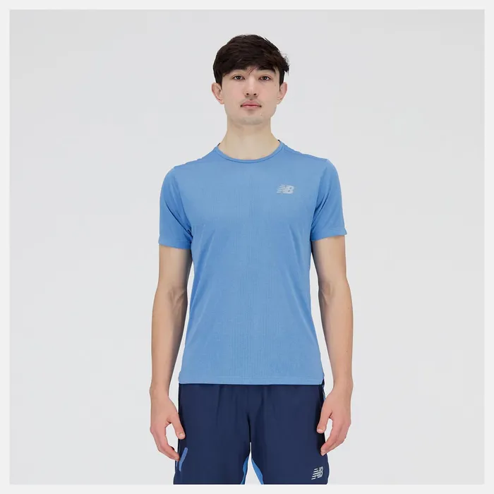 Men Impact Run Short Sleeve Heritage Blue Heather New Balance Shirts