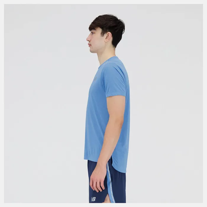 Men Impact Run Short Sleeve Heritage Blue Heather New Balance Shirts
