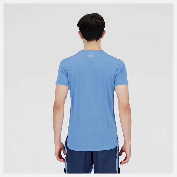 Men Impact Run Short Sleeve Heritage Blue Heather New Balance Shirts