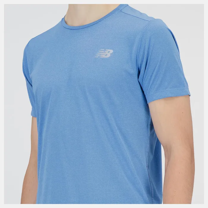 Men Impact Run Short Sleeve Heritage Blue Heather New Balance Shirts