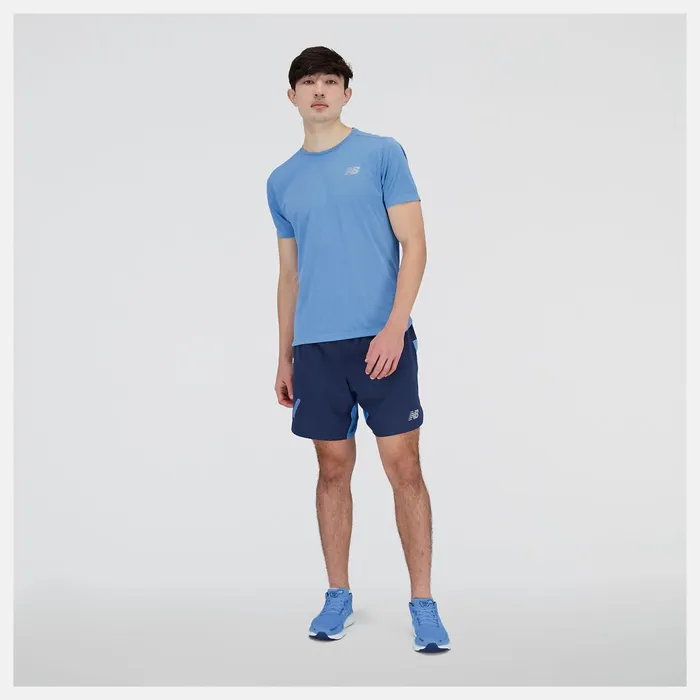 Men Impact Run Short Sleeve Heritage Blue Heather New Balance Shirts