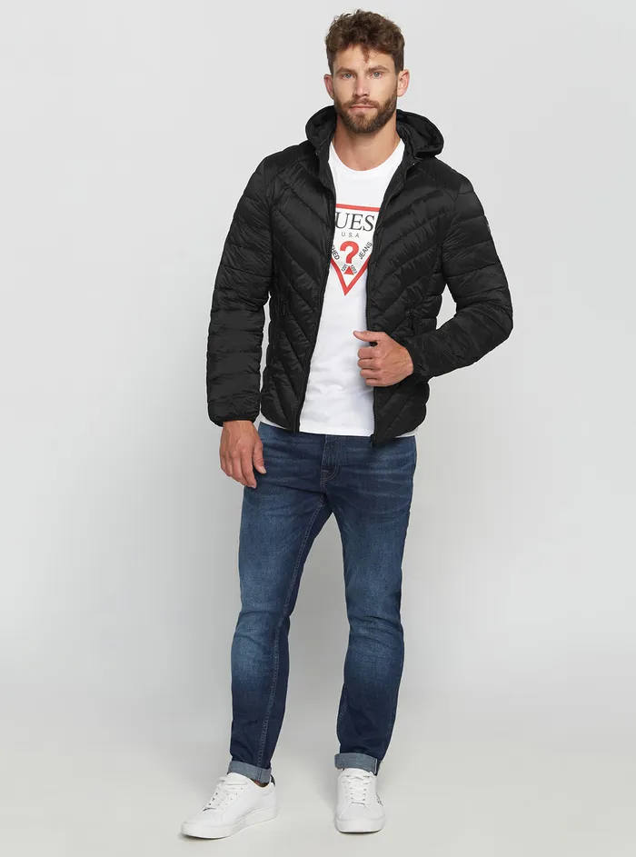 Men Jackets GUESS Eco Black Stretch Hoodie Jacket Men Jackets GUESS Eco Black Stretch Hoodie Jacket