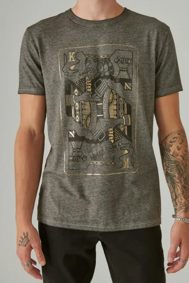 Men Lucky Brand Graphic Tees King Card Raven