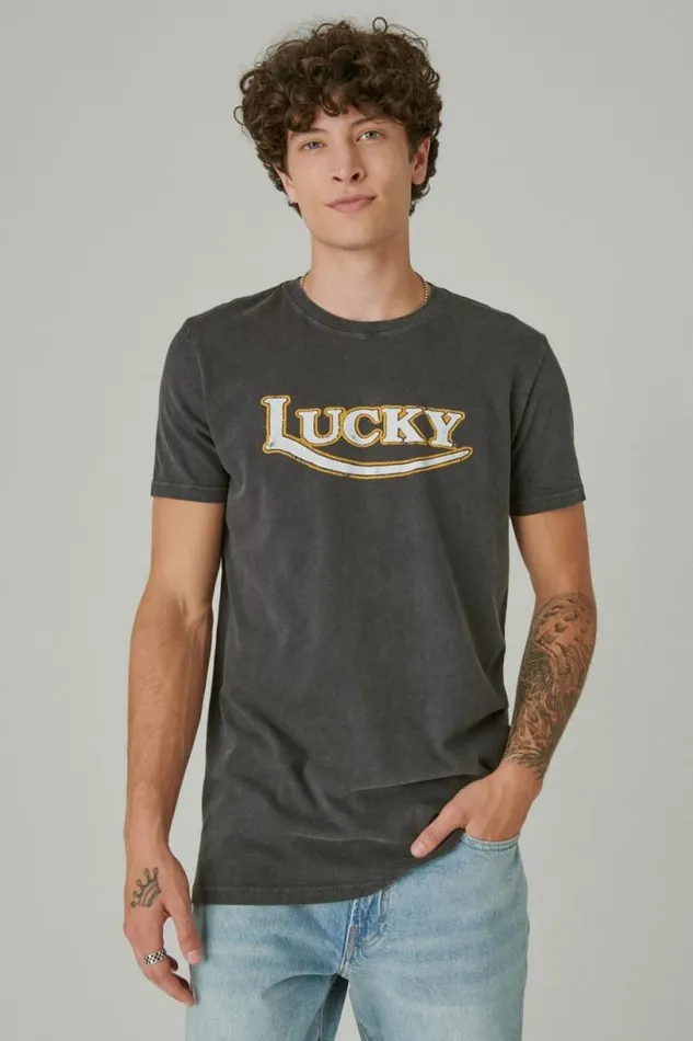 Men Lucky Brand Graphic Tees Lucky Moto Logo Tee Jet Black