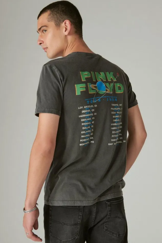 Men Lucky Brand Graphic Tees Pink Floyd Laser Show Tee Jet Black