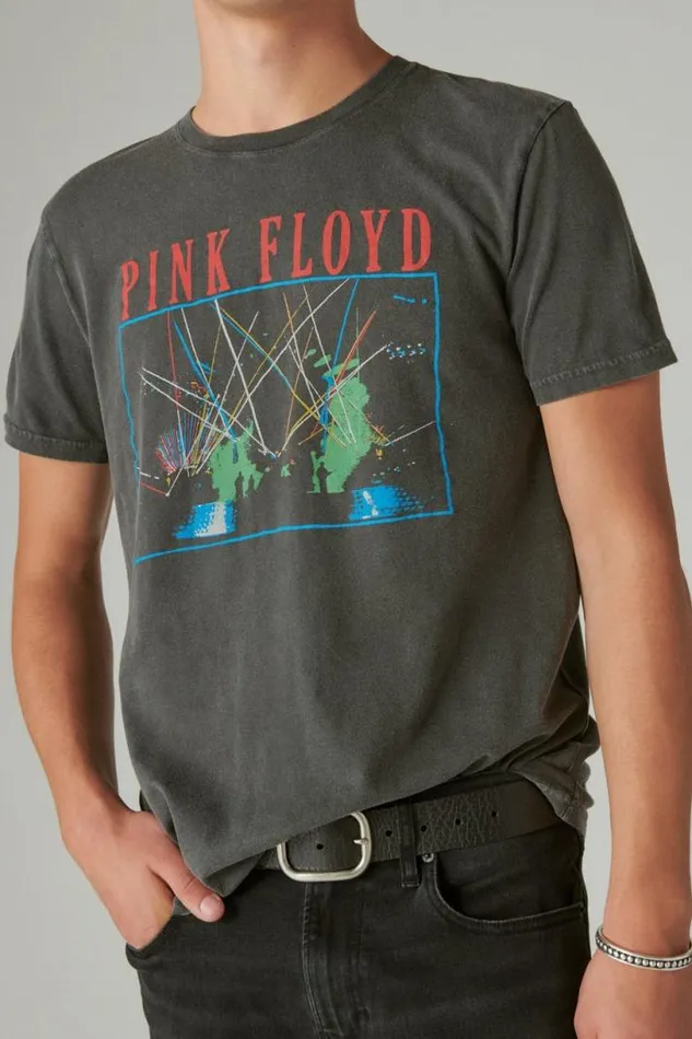 Men Lucky Brand Graphic Tees Pink Floyd Laser Show Tee Jet Black