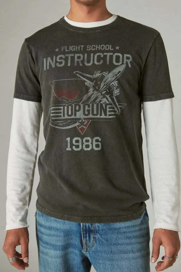 Men Lucky Brand Graphic Tees Top Gun 1986 Tee Jet Black