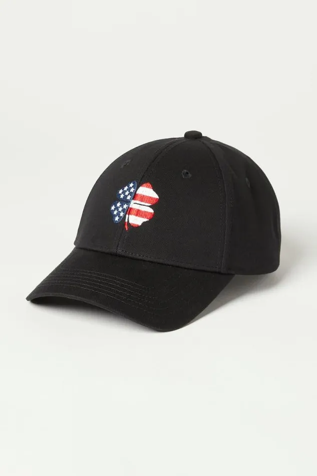 Men Lucky Brand Hats American Flag Lucky Clover Baseball Hat Grey