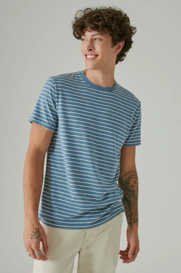 Men Lucky Brand Shirts and Tops Venice Burnout Stripe Crew Multi
