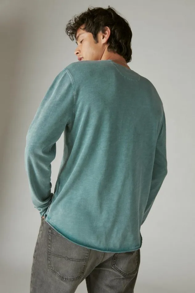 Men Lucky Brand Shirts and Tops Weekend Slub Jersey Long Sleeve Henley Mineral Blue