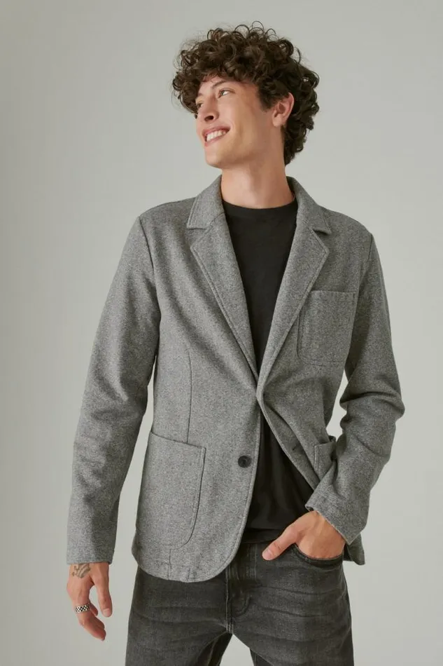 Men Lucky Brand Suit Separates Knit Blazer Heather Grey