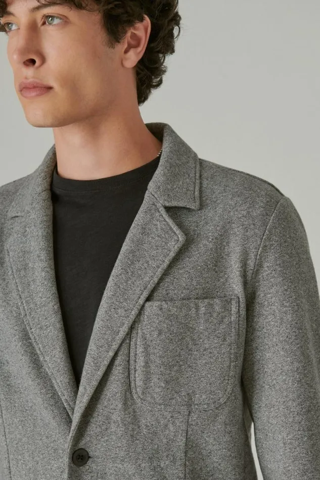 Men Lucky Brand Suit Separates Knit Blazer Heather Grey