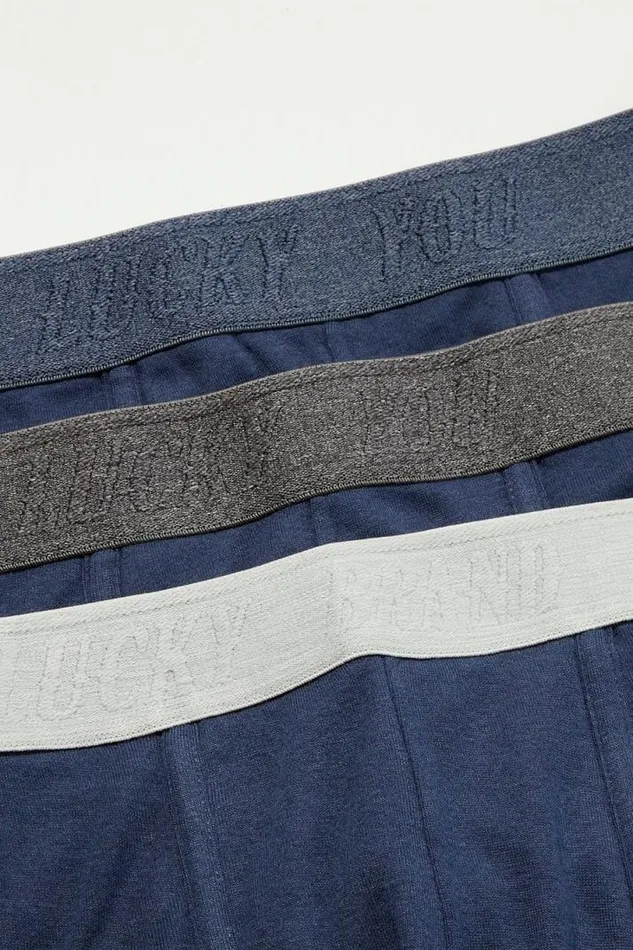 Men Lucky Brand Underwear and Sleepwear 3 Pack Cotton Modal Boxer Briefs Medium Light Blue