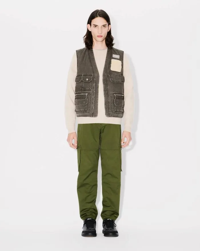 Men Multipocket Gilet Taupe Kenzo Jackets And Coats