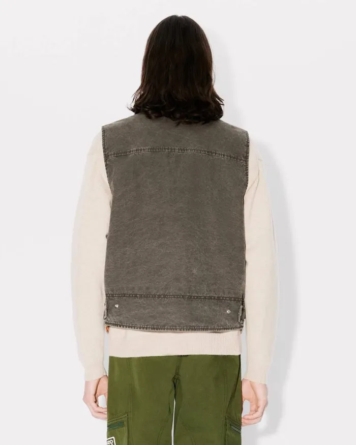 Men Multipocket Gilet Taupe Kenzo Jackets And Coats