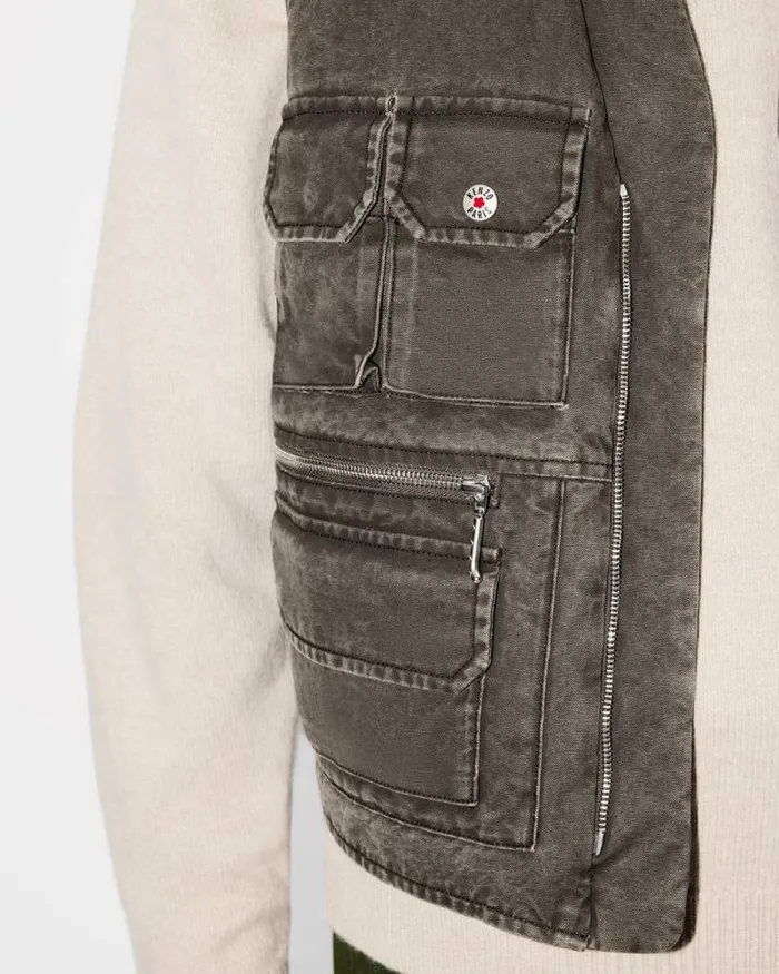 Men Multipocket Gilet Taupe Kenzo Jackets And Coats