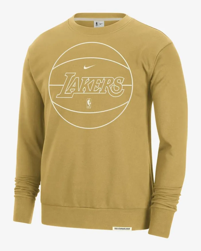 Men Nike Hoodies And Sweatshirts Los Angeles Lakers Standard Issue Wheat Goldpale Ivorypale Ivory