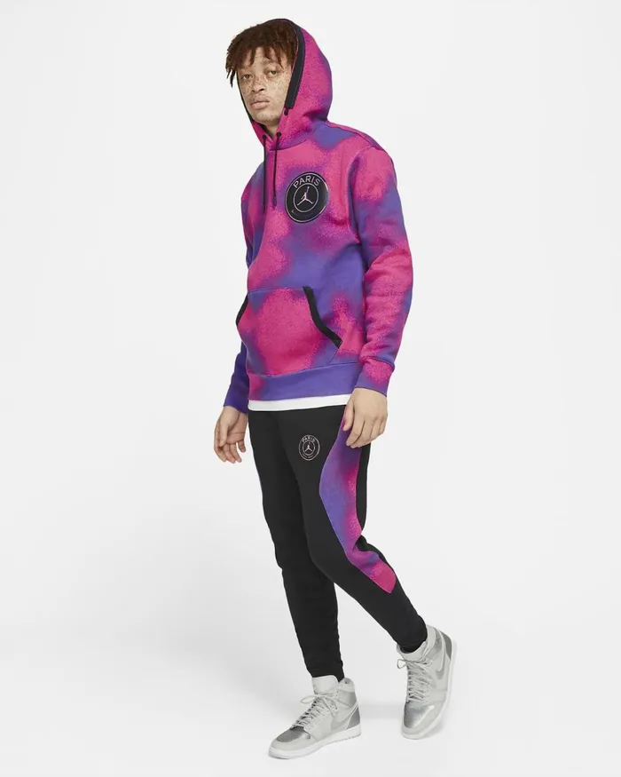 Men Nike Hoodies And Sweatshirts Paris SaintGermain Psychic Purplehyper Pinkblack