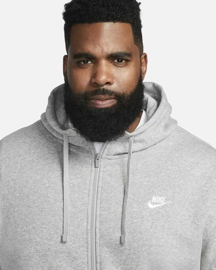 Men Nike Hoodies And Sweatshirts Sportswear Club Fleece Dark Grey Heathermatte Silverwhite