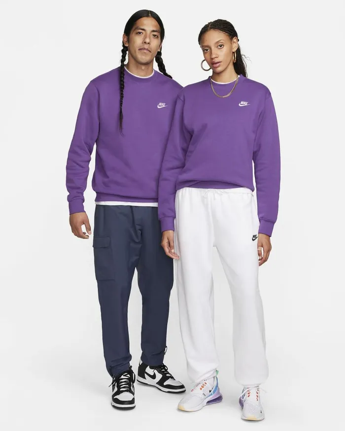 Men Nike Hoodies And Sweatshirts Sportswear Club Fleece Purple Cosmoswhite