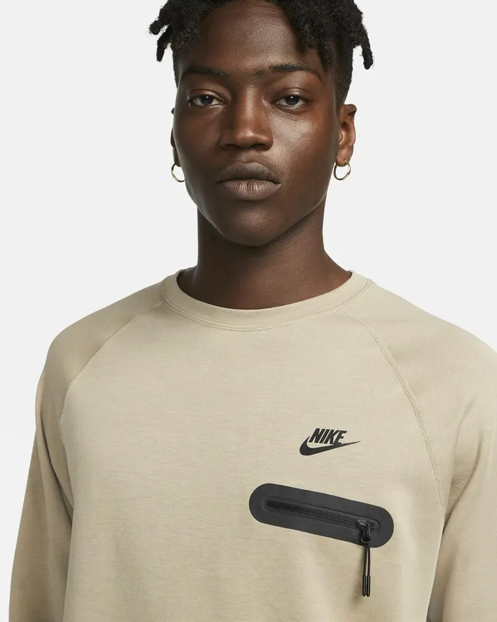 Men Nike Tops And TShirts Tech Fleece Lightweight Khakiblack