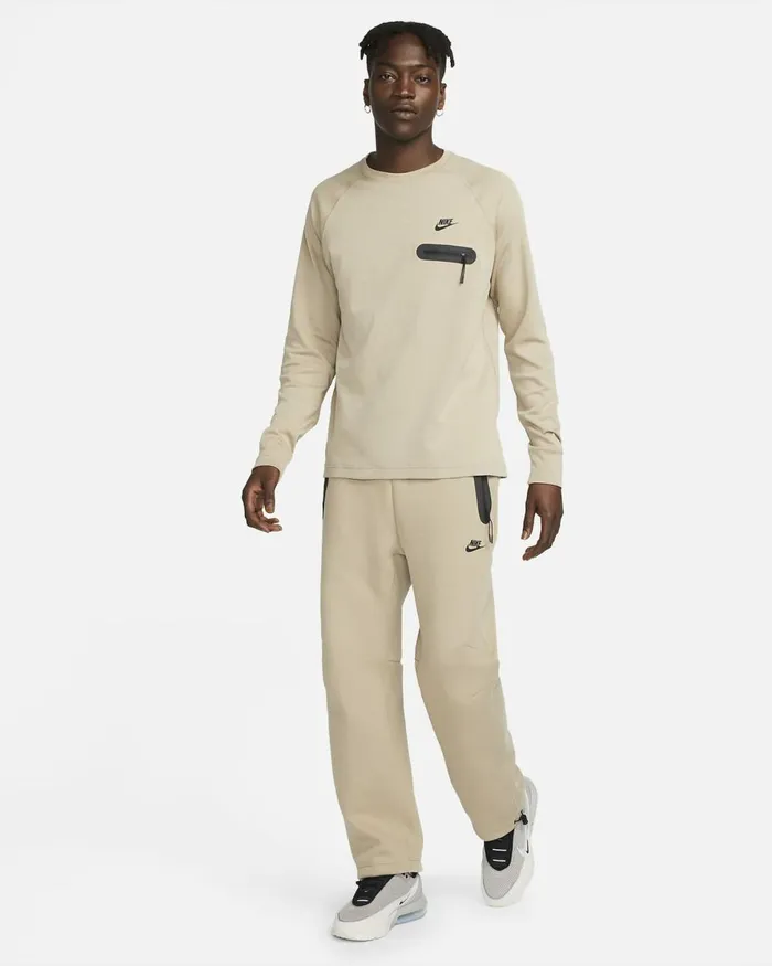 Men Nike Tops And TShirts Tech Fleece Lightweight Khakiblack