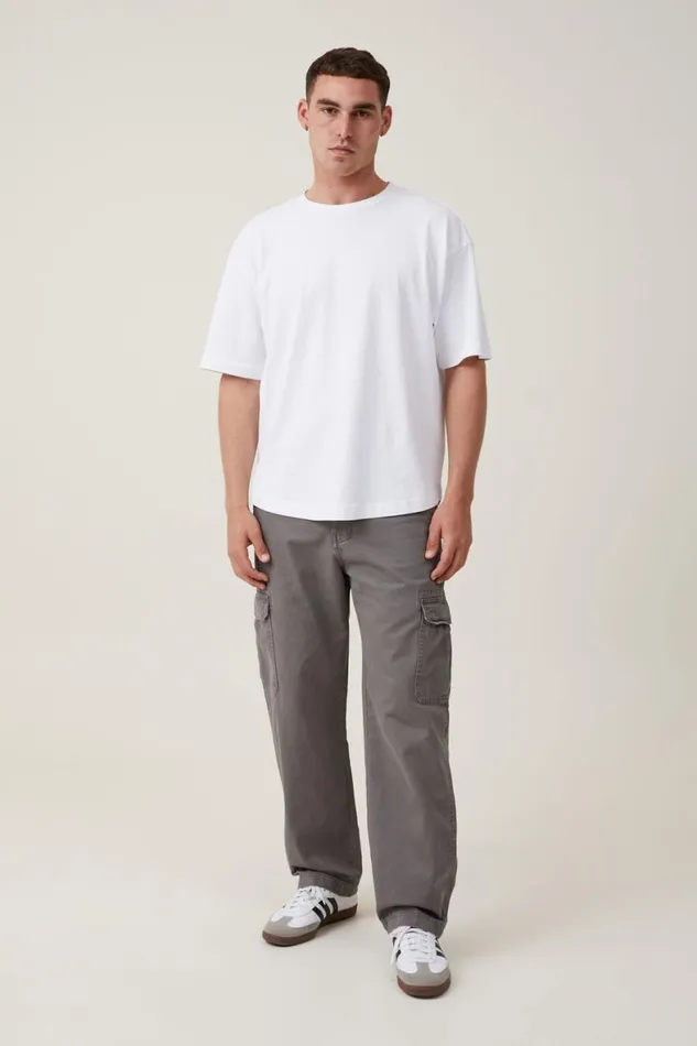 Men Pants Cotton On Tactical Cargo Pant Vintage Yard Grey Herringbone