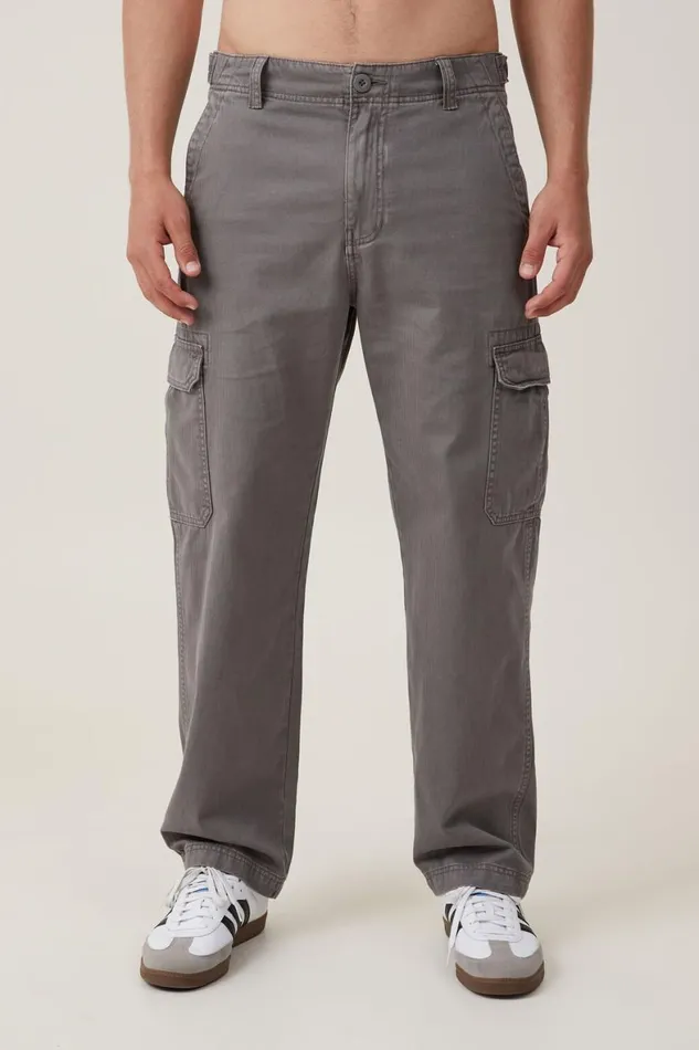 Men Pants Cotton On Tactical Cargo Pant Vintage Yard Grey Herringbone