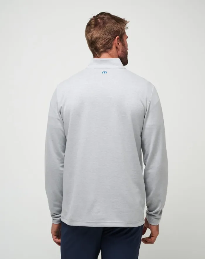 Men Quarter Zips TravisMathew UPGRADED CHEST STRIPE QUARTER ZIP Heather Light Grey Men Quarter Zips TravisMathew UPGRADED CHEST STRIPE QUARTER ZIP Heather Light Grey