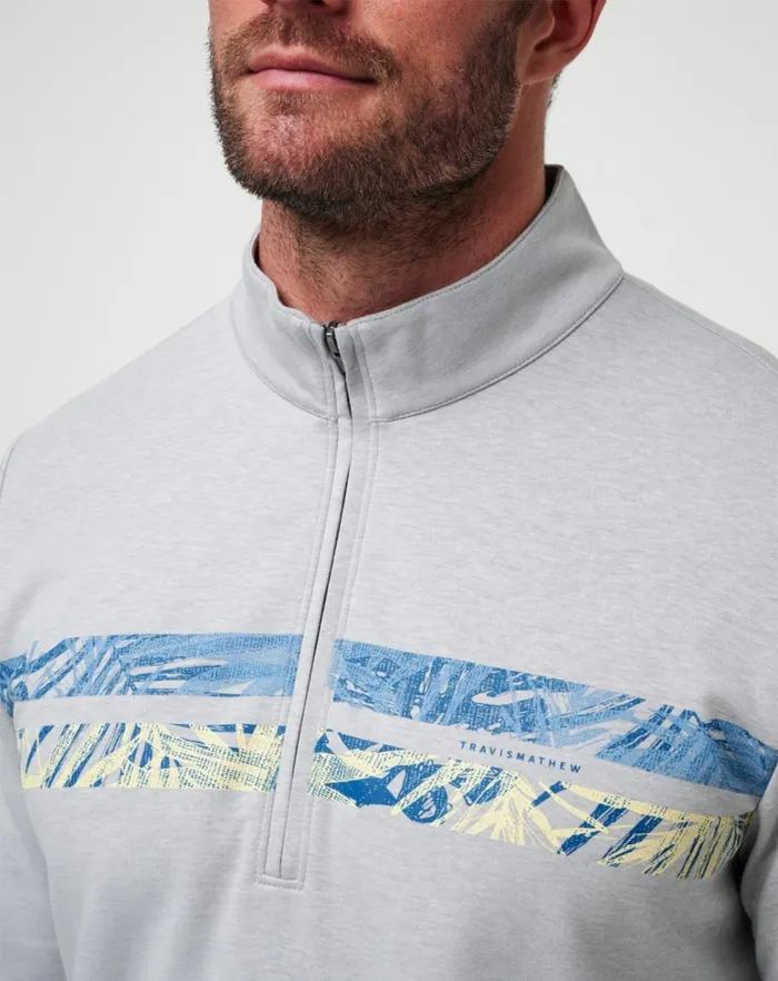 Men Quarter Zips TravisMathew UPGRADED CHEST STRIPE QUARTER ZIP Heather Light Grey Men Quarter Zips TravisMathew UPGRADED CHEST STRIPE QUARTER ZIP Heather Light Grey