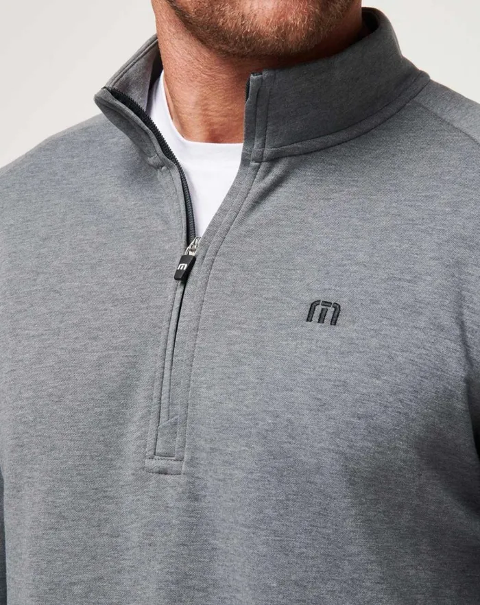Men Quarter Zips TravisMathew UPGRADED QUARTER ZIP Dark Grey Men Quarter Zips TravisMathew UPGRADED QUARTER ZIP Dark Grey