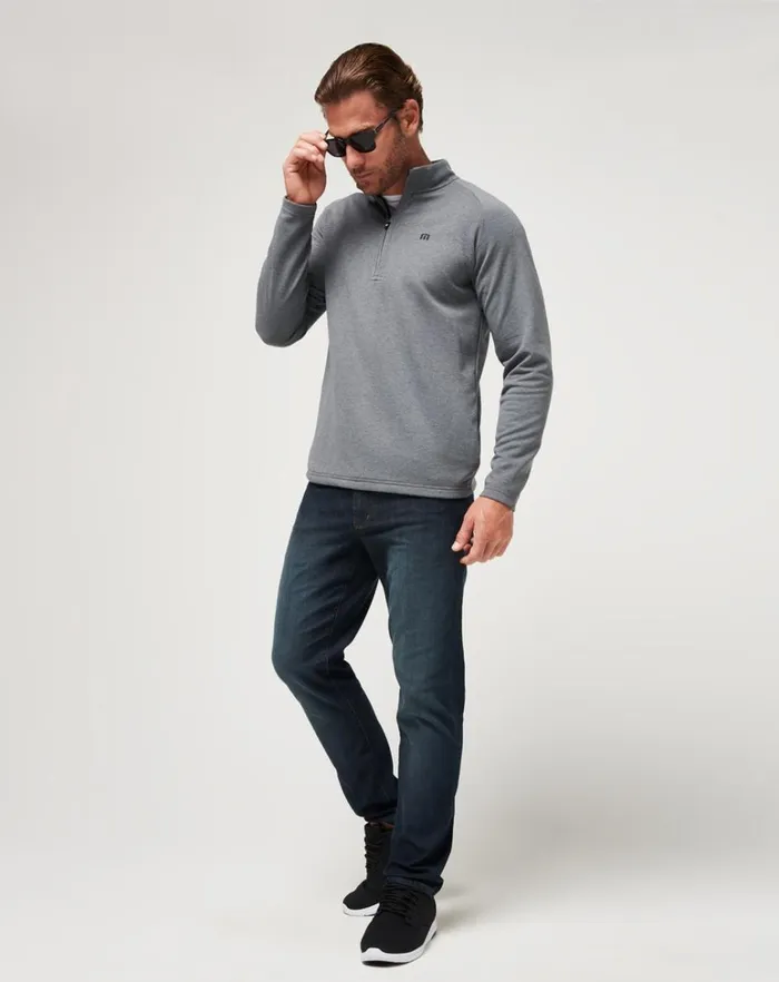 Men Quarter Zips TravisMathew UPGRADED QUARTER ZIP Dark Grey Men Quarter Zips TravisMathew UPGRADED QUARTER ZIP Dark Grey